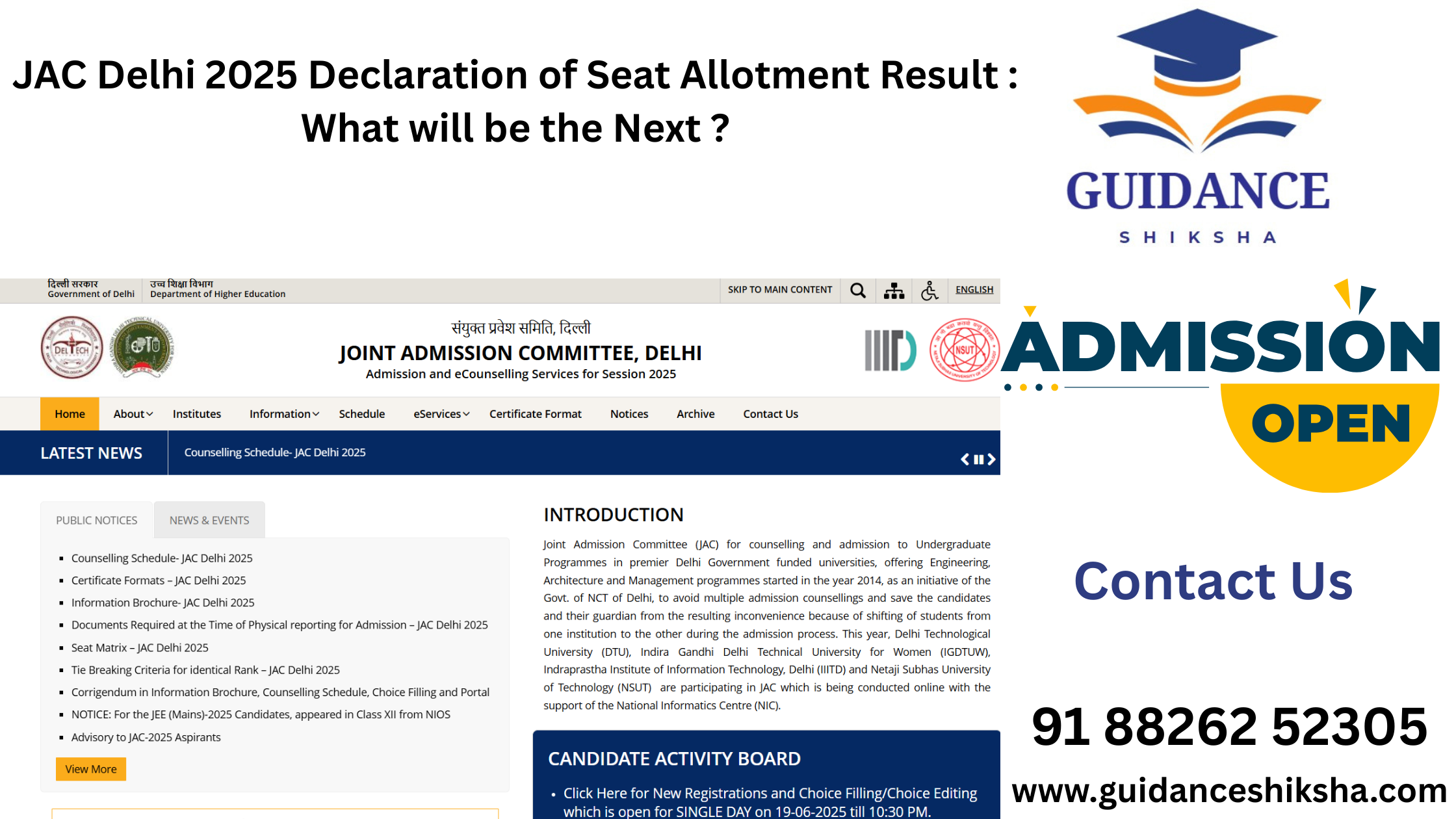 JAC Delhi 2025 Declaration of Seat Allotment Result 